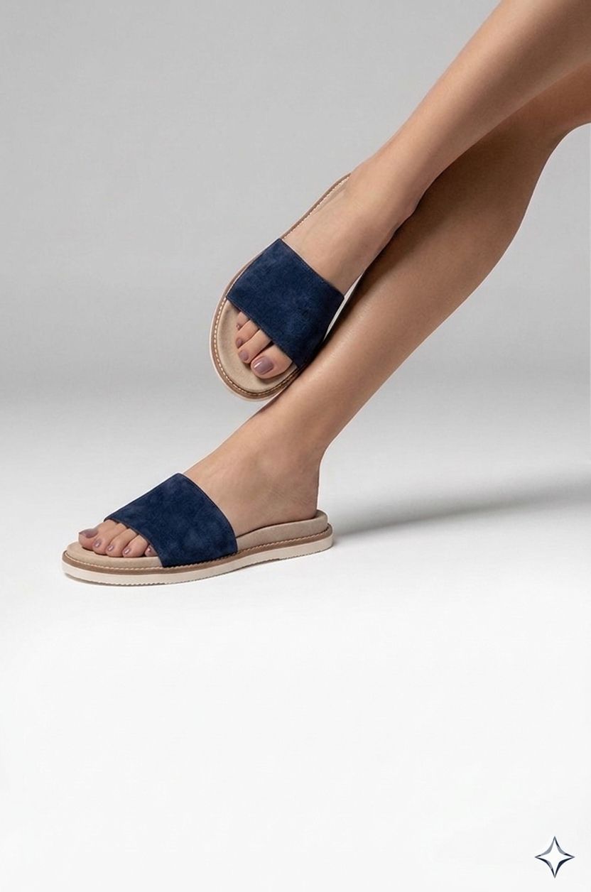 Sandales Suede Daim Bleu Femme image 5