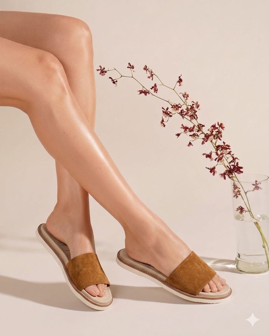 Sandales Suede Daim Camel Femme image 8