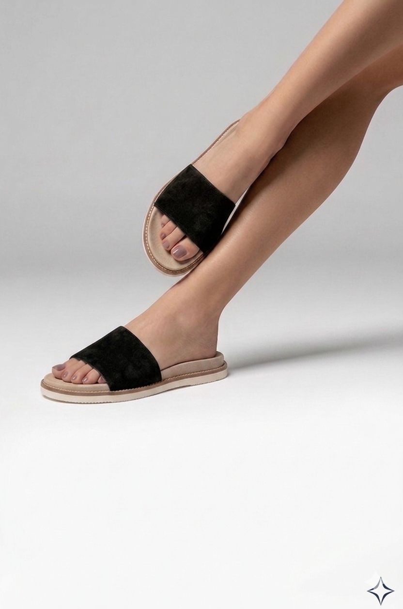 Sandales Suede Daim Noir Femme image 9